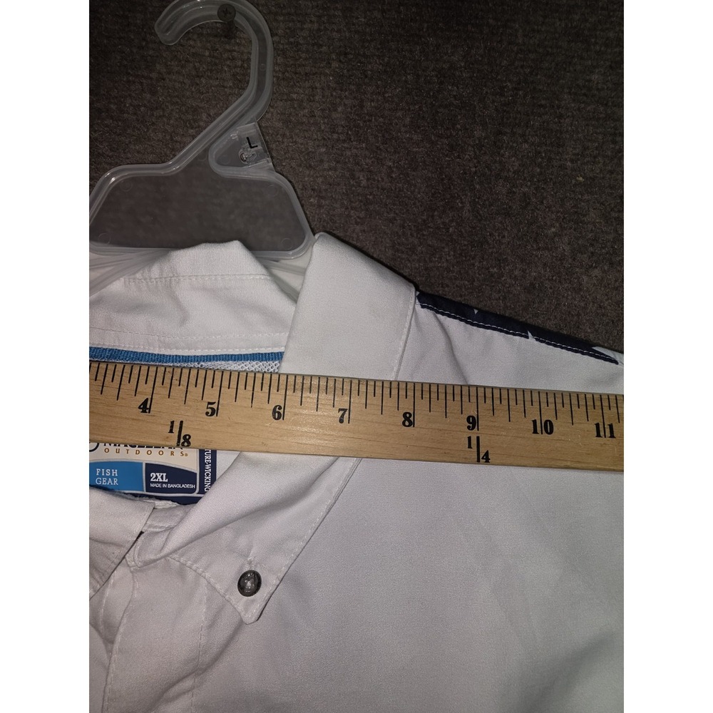 Magellan Outdoors 2XL American Flag Fishing Shirt White Short Sleeve Fish Gear - Picture 7 of 7